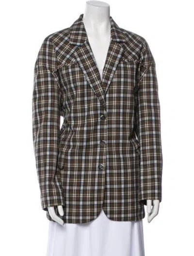 Pre-owned Tibi Plaid Print Blazer In Neutral