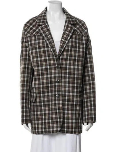 Pre-owned Tibi Plaid Print Blazer In Neutral