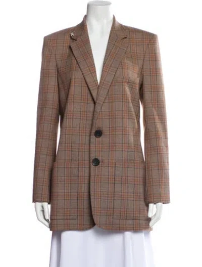 Pre-owned Tibi Plaid Print Blazer W/ Tags In Brown