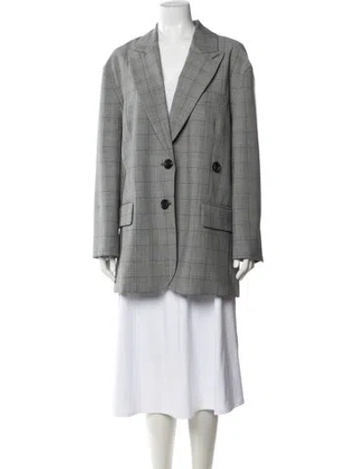 Pre-owned Tibi Plaid Print Blazer W/ Tags In Grey
