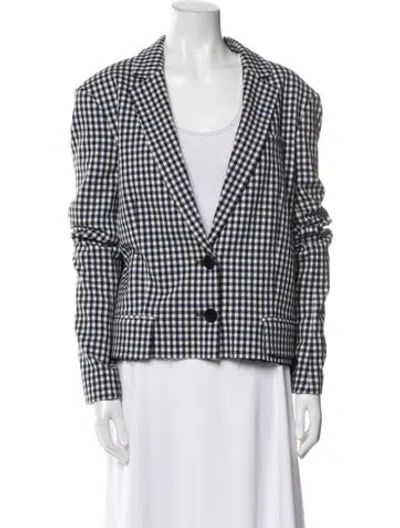 Pre-owned Tibi Plaid Print Blazer In White