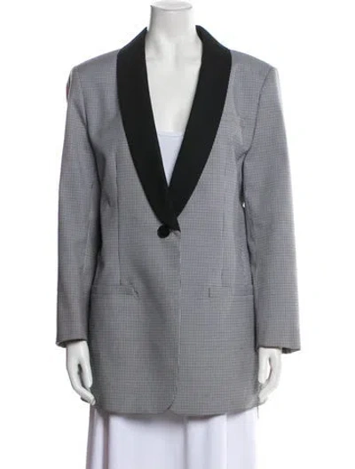 Pre-owned Tibi Plaid Print Blazer In White