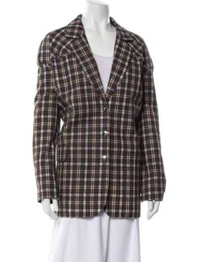 Pre-owned Tibi Plaid Print Coat In Brown
