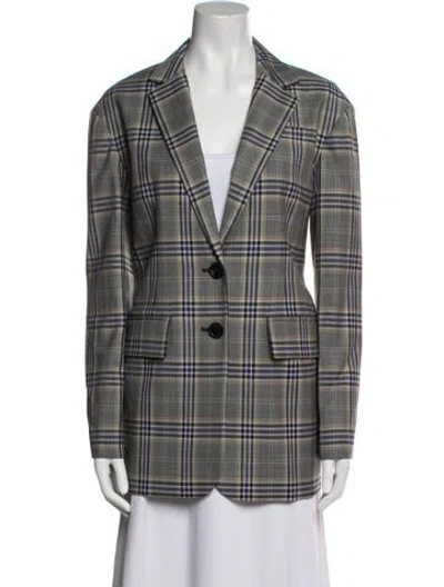 Pre-owned Tibi Plaid Print Coat In Gray