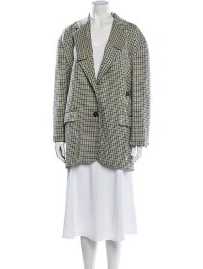 Pre-owned Tibi Plaid Print Coat In Green