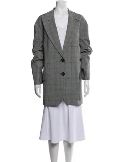 Pre-owned Tibi Plaid Print Coat In Grey