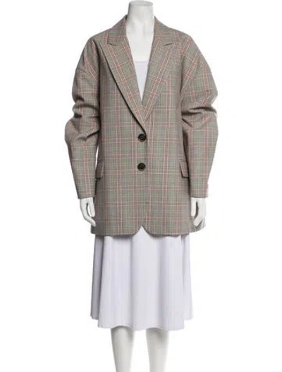 Pre-owned Tibi Plaid Print Coat In Grey
