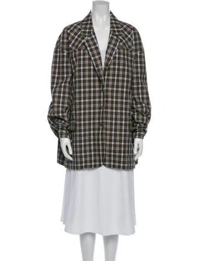Pre-owned Tibi Plaid Print Coat In Neutral