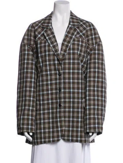 Pre-owned Tibi Plaid Print Coat In Neutral