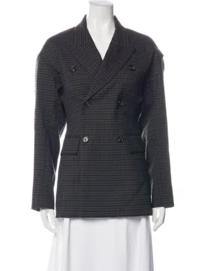 Pre-owned Tibi Plaid Print Coat W/ Tags In Blue