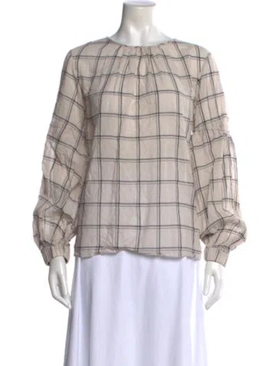 Pre-owned Tibi Plaid Print Crew Neck Blouse