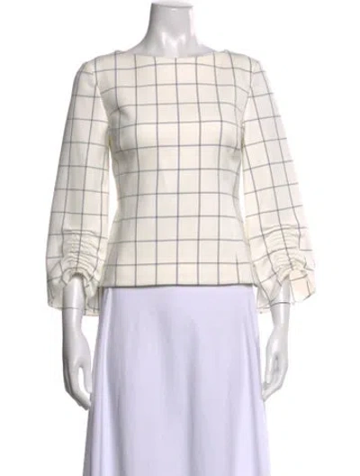 Pre-owned Tibi Plaid Print Crew Neck Top In Blue