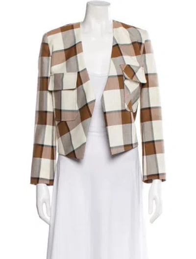 Pre-owned Tibi Plaid Print Evening Jacket In Brown