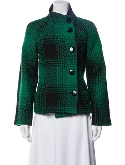 Pre-owned Tibi Plaid Print Jacket In Green