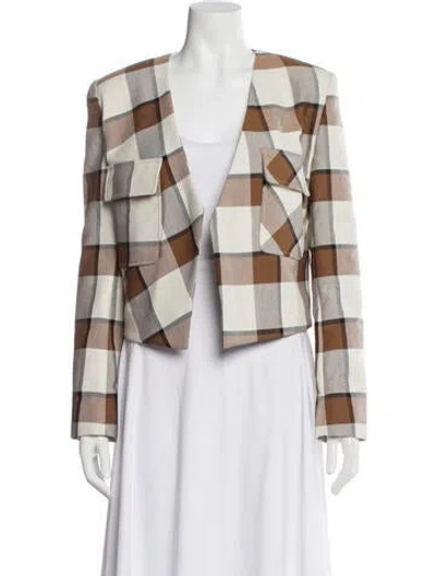Pre-owned Tibi Plaid Print Jacket In Neutral