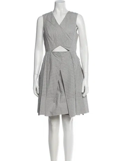 Pre-owned Tibi Plaid Print Knee-length Dress In Gray