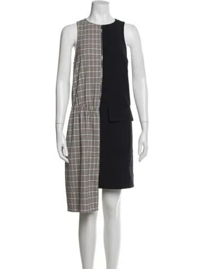 Pre-owned Tibi Plaid Print Knee-length Dress In White