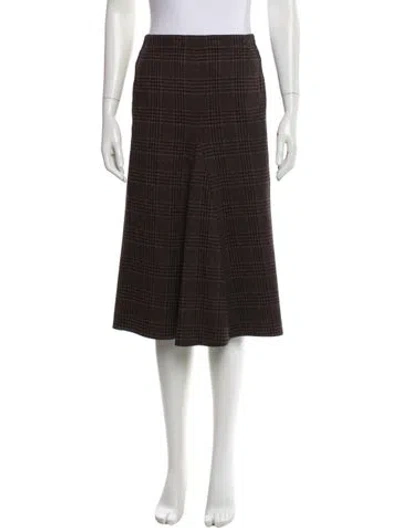 Pre-owned Tibi Plaid Print Knee-length Skirt In Brown