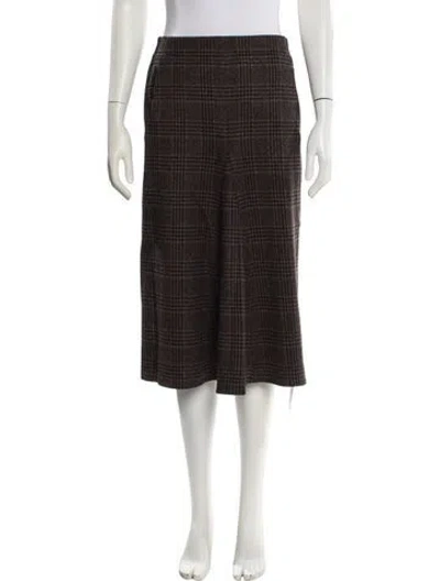 Pre-owned Tibi Plaid Print Knee-length Skirt W/ Tags In Brown