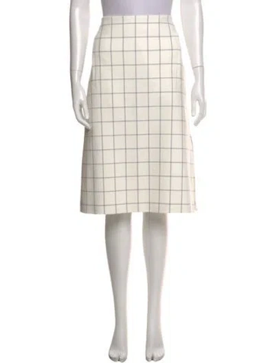 Pre-owned Tibi Plaid Print Knee-length Skirt In White