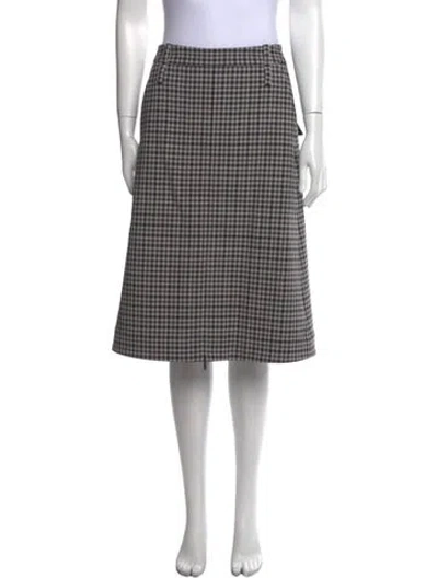 Pre-owned Tibi Plaid Print Knee-length Skirt In White