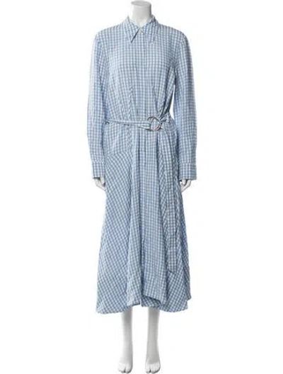 Pre-owned Tibi Plaid Print Long Dress In Blue