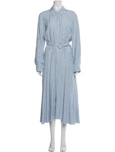 Pre-owned Tibi Plaid Print Long Dress In Blue