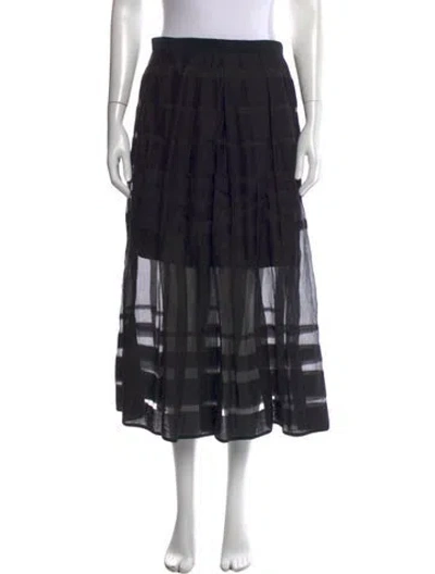 Pre-owned Tibi Plaid Print Long Skirt In Black