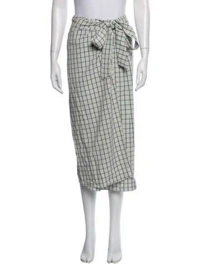 Pre-owned Tibi Plaid Print Long Skirt In Blue