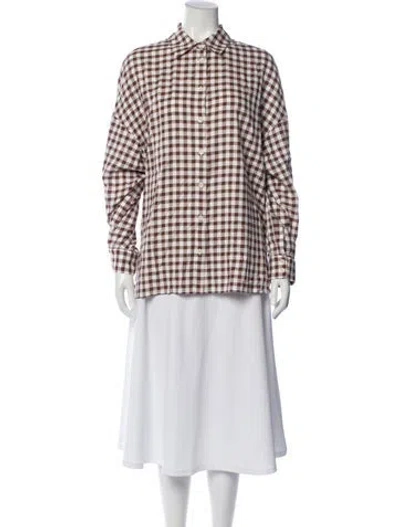 Pre-owned Tibi Plaid Print Long Sleeve Button-up Top In Multi