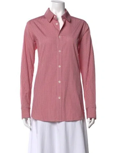 Pre-owned Tibi Plaid Print Long Sleeve Button-up Top In Pink