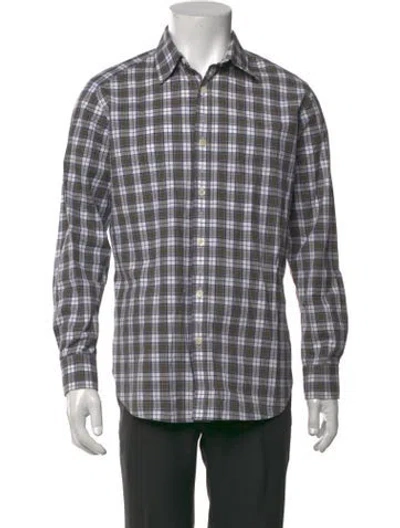 Pre-owned Tibi Plaid Print Long Sleeve Dress Shirt In Neutrals