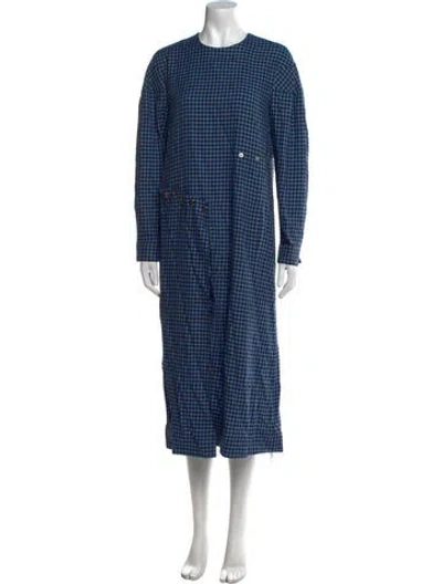 Pre-owned Tibi Plaid Print Midi Length Dress In Blue