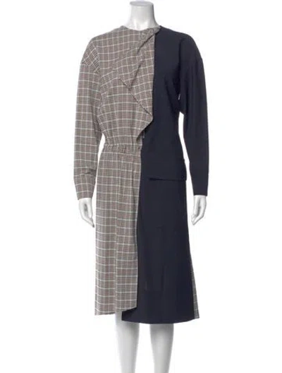 Pre-owned Tibi Plaid Print Midi Length Dress In Blue
