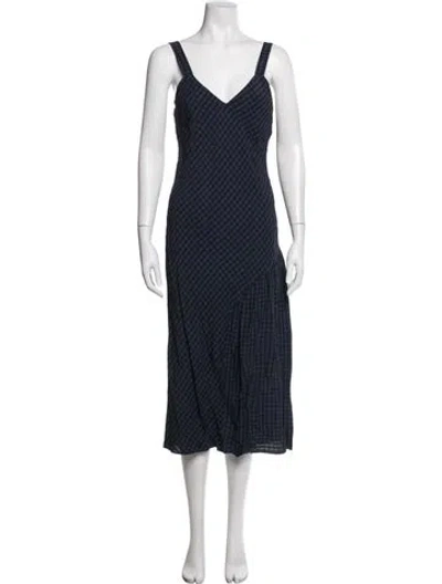 Pre-owned Tibi Plaid Print Midi Length Dress In Blue