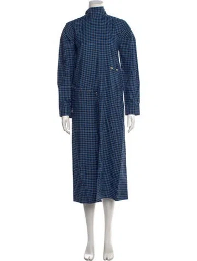 Pre-owned Tibi Plaid Print Midi Length Dress In Blue