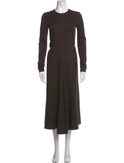 Pre-owned Tibi Plaid Print Midi Length Dress In Brown