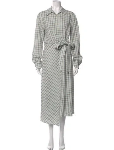 Pre-owned Tibi Plaid Print Midi Length Dress In Green