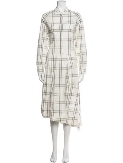 Pre-owned Tibi Plaid Print Midi Length Dress In Grey