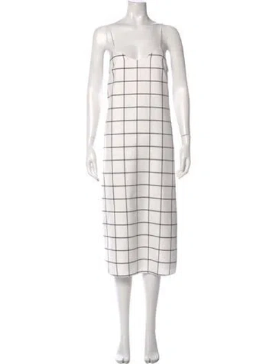 Pre-owned Tibi Plaid Print Midi Length Dress In White