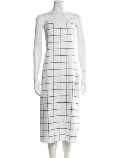 Pre-owned Tibi Plaid Print Midi Length Dress In White
