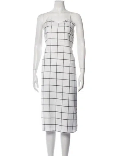 Pre-owned Tibi Plaid Print Midi Length Dress In White