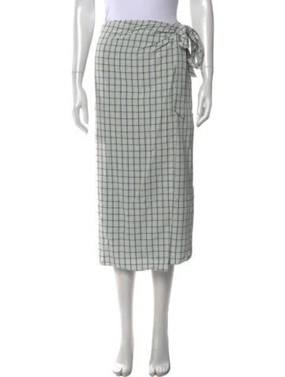 Pre-owned Tibi Plaid Print Midi Length Skirt In Blue