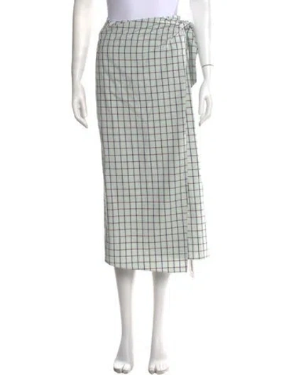 Pre-owned Tibi Plaid Print Midi Length Skirt In Blue