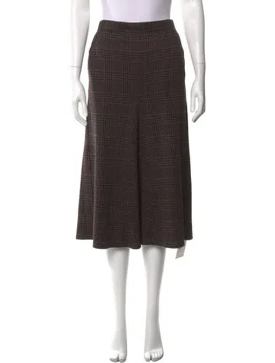 Pre-owned Tibi Plaid Print Midi Length Skirt In Brown