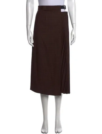 Pre-owned Tibi Plaid Print Midi Length Skirt In Brown