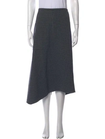 Pre-owned Tibi Plaid Print Midi Length Skirt In Gray