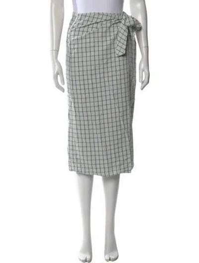 Pre-owned Tibi Plaid Print Midi Length Skirt In Green