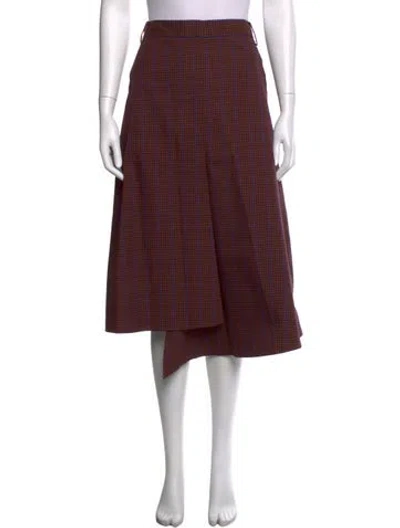 Pre-owned Tibi Plaid Print Midi Length Skirt In Purple