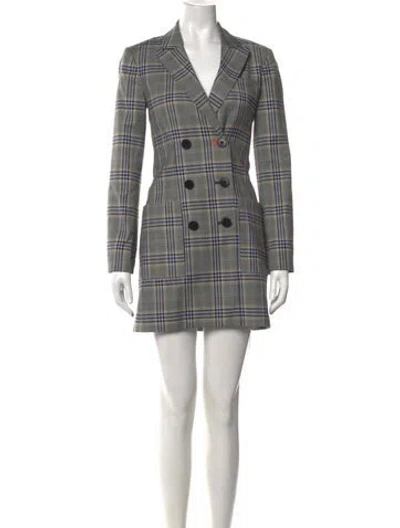 Pre-owned Tibi Plaid Print Mini Dress In Gray